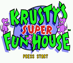Krusty's Super Fun House title screen for Sega Mega Drive